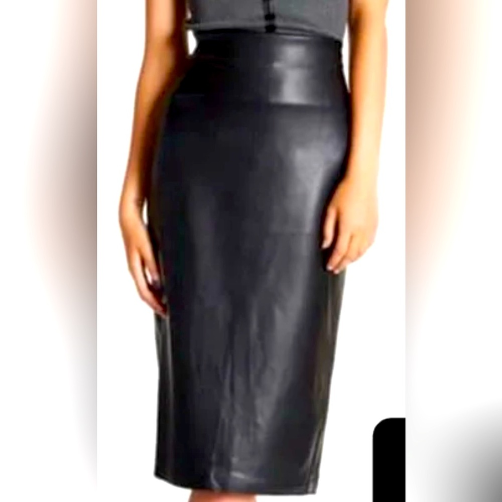 Catherine Malandrino Faux Leather Midi Skirt